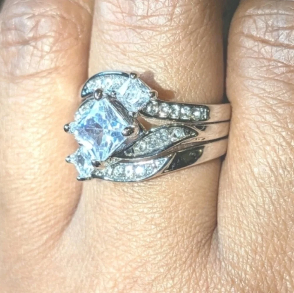 Womens 4ct Intricate Detailed Lab Created Diamond Engagement Ring Set Sz7